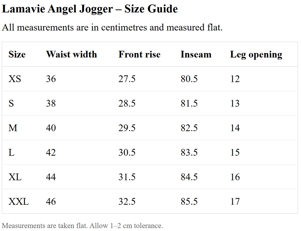 Size chart