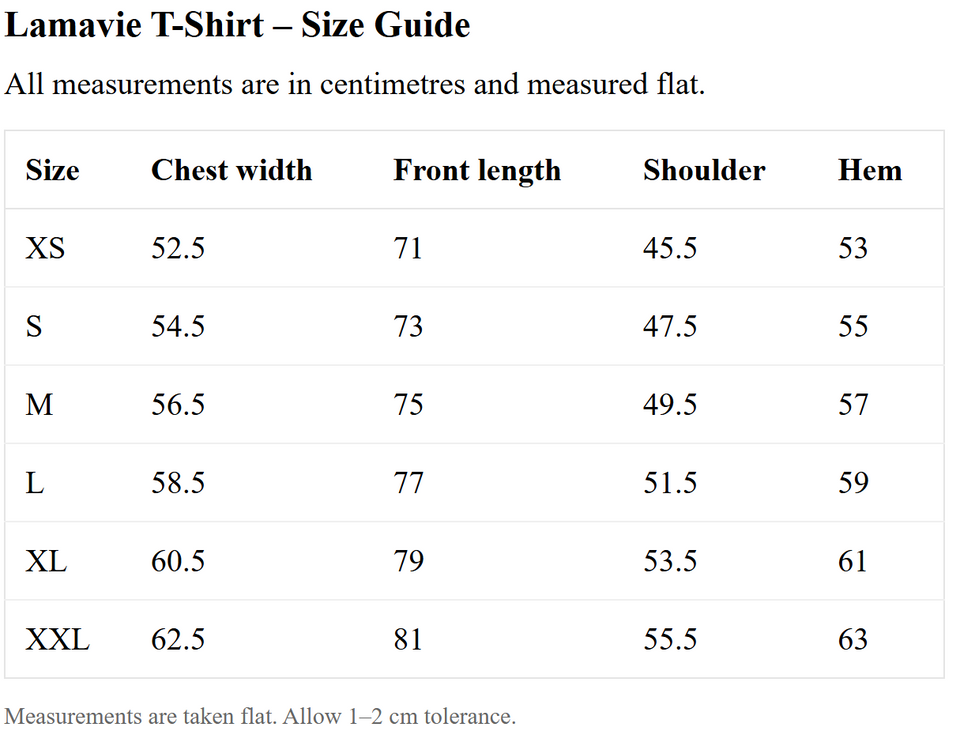 Size chart