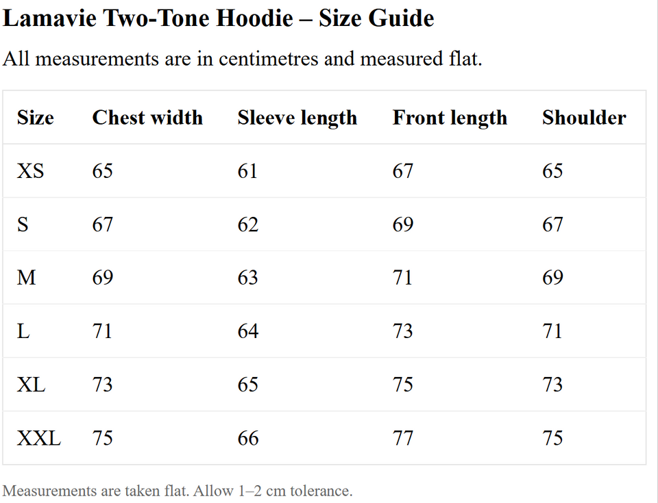 Size chart